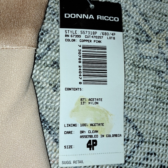 Donna Ricco New York Petite Short Sleeve Midi Semi Formal Dress Copper Pink sz 4 - Picture 5 of 11